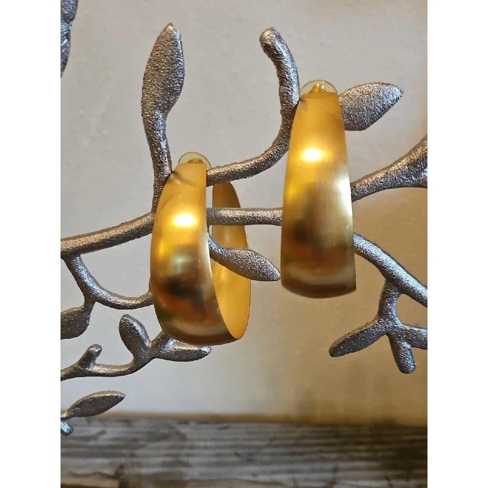 Matte Gold-Tone Wide Hoop Earrings